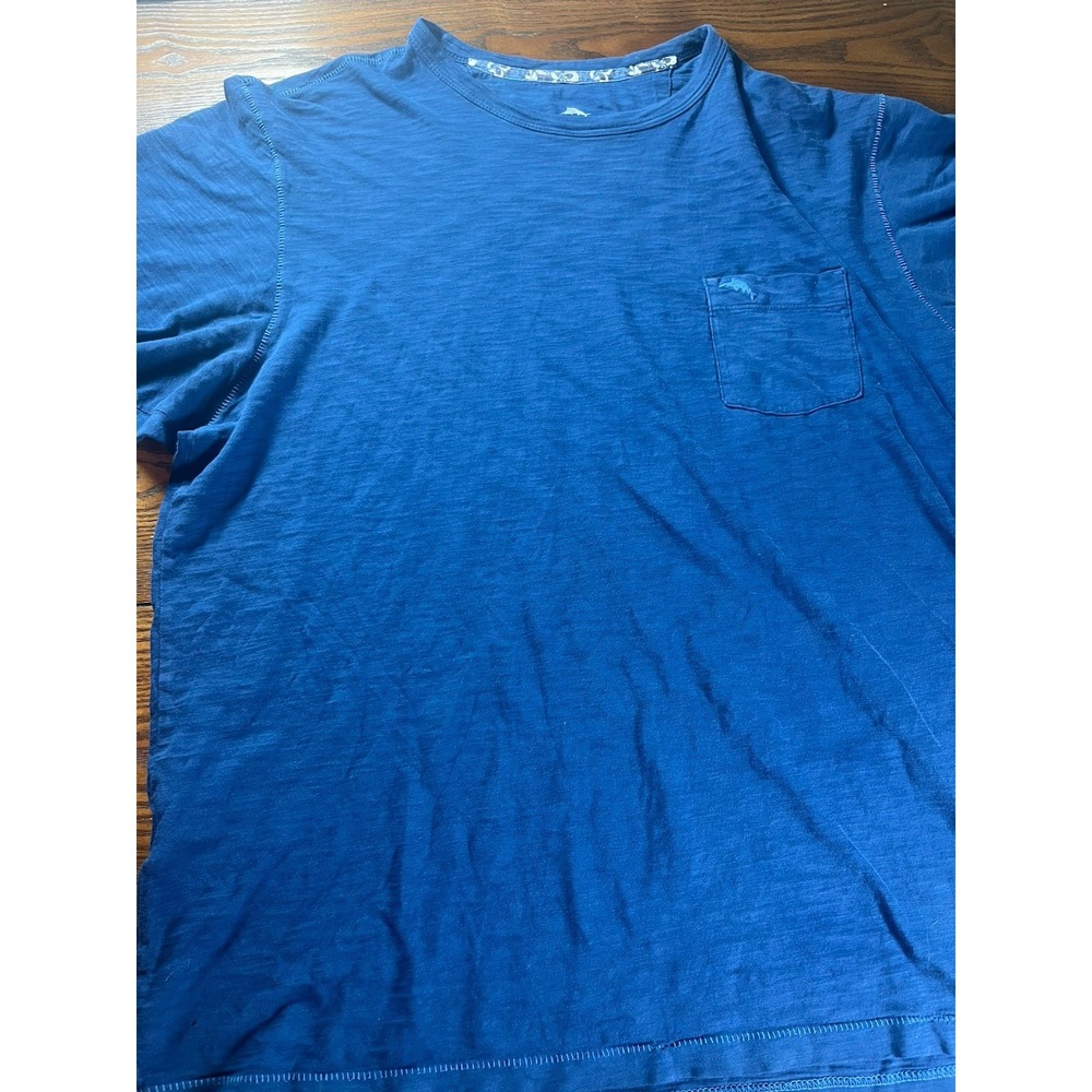 Tommy Bahama Men's Short Sleeve Pocket T-Shirt Large Blue Cotton Marlin Logo
